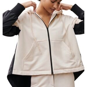 Sweaty Betty Anthropologie Women's Jacket Black White Riley Swing Zip-Up Size 6